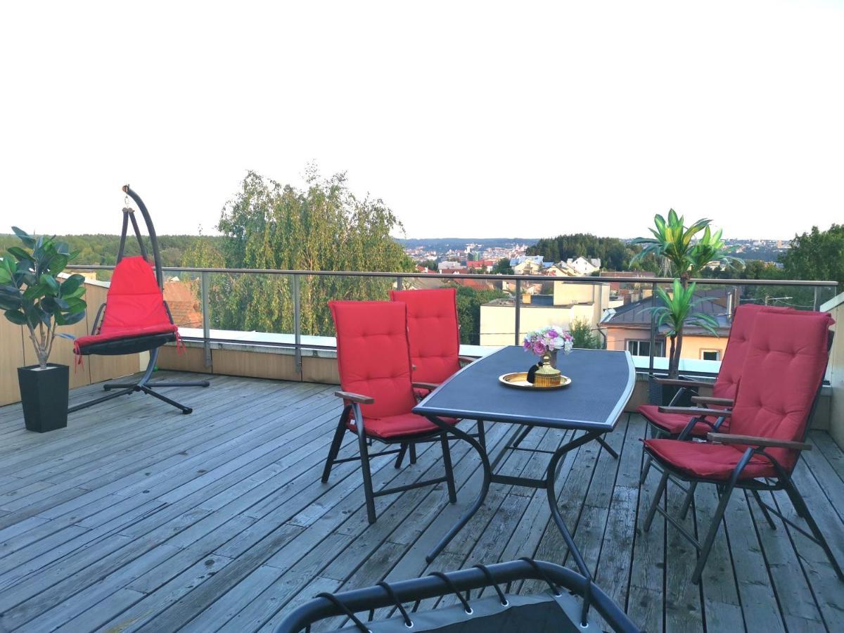 Luxury Penthouse With Large Terrace & Panoramic Old Town View Apartment วิลนีอุส ภายนอก รูปภาพ
